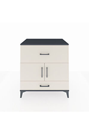 Kronos Şifonyer Tek Raflı 2 Çekmeceli 2 Kapaklı 88x59x96 Antrasit-Aytaşı