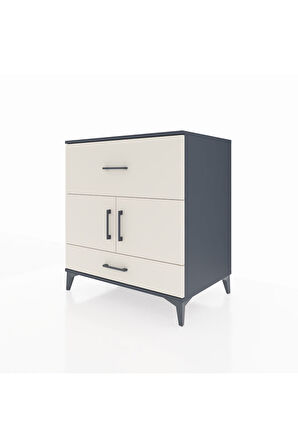 Kronos Şifonyer Tek Raflı 2 Çekmeceli 2 Kapaklı 88x59x96 Antrasit-Aytaşı