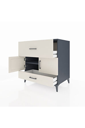 Kronos Şifonyer Tek Raflı 2 Çekmeceli 2 Kapaklı 88x59x96 Antrasit-Aytaşı