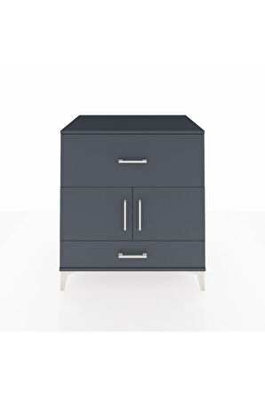 Kronos Şifonyer Tek Raflı 2 Çekmeceli 2 Kapaklı 88x59x96 Antrasit-Antrasit