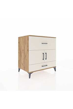 Kronos Şifonyer Tek Raflı 2 Çekmeceli 2 Kapaklı 88x59x96 Çam-Aytaşı