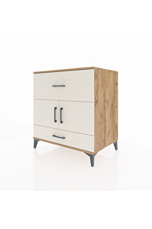 Kronos Şifonyer Tek Raflı 2 Çekmeceli 2 Kapaklı 88x59x96 Çam-Aytaşı