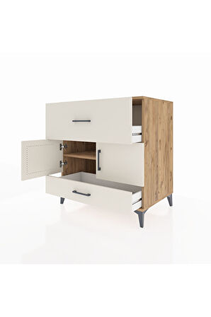 Kronos Şifonyer Tek Raflı 2 Çekmeceli 2 Kapaklı 88x59x96 Çam-Aytaşı