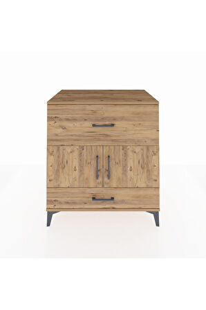 Kronos Şifonyer Tek Raflı 2 Çekmeceli 2 Kapaklı 88x59x96 Çam-Çam