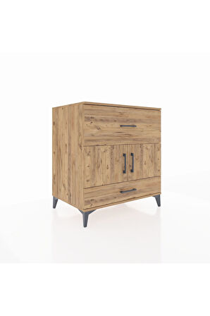 Kronos Şifonyer Tek Raflı 2 Çekmeceli 2 Kapaklı 88x59x96 Çam-Çam