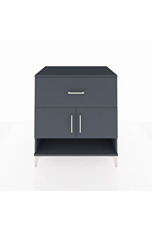 Kronos Şifonyer 2 Raflı Tek Çekmeceli 2 Kapaklı 88x59x96 Antrasit-Antrasit