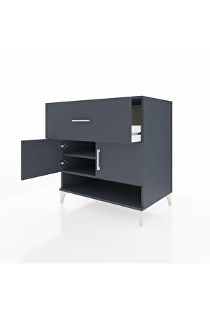 Kronos Şifonyer 2 Raflı Tek Çekmeceli 2 Kapaklı 88x59x96 Antrasit-Antrasit