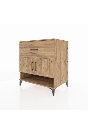 Kronos Şifonyer 2 Raflı Tek Çekmeceli 2 Kapaklı 88x59x96 Çam-Çam