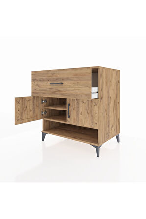 Kronos Şifonyer 2 Raflı Tek Çekmeceli 2 Kapaklı 88x59x96 Çam-Çam