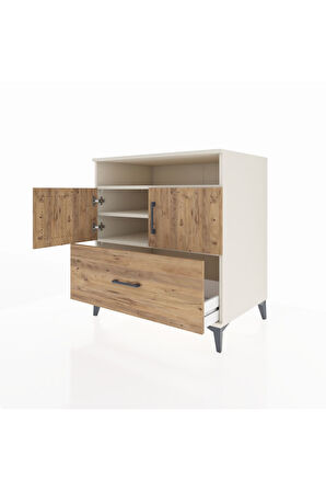 Kronos Şifonyer 3 Raflı Tek Çekmeceli 2 Kapaklı 88x59x96 Aytaşı-Çam