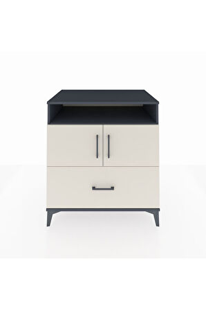 Kronos Şifonyer 3 Raflı Tek Çekmeceli 2 Kapaklı 88x59x96 Antrasit-Aytaşı