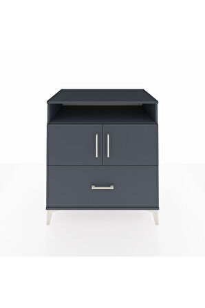 Kronos Şifonyer 3 Raflı Tek Çekmeceli 2 Kapaklı 88x59x96 Antrasit-Antrasit