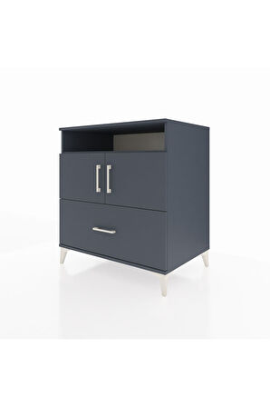 Kronos Şifonyer 3 Raflı Tek Çekmeceli 2 Kapaklı 88x59x96 Antrasit-Antrasit