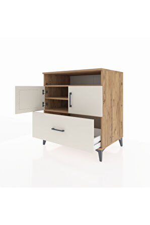 Kronos Şifonyer 3 Raflı Tek Çekmeceli 2 Kapaklı 88x59x96 Çam-Aytaşı