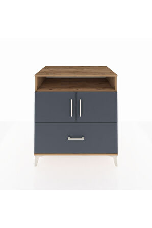 Kronos Şifonyer 3 Raflı Tek Çekmeceli 2 Kapaklı 88x59x96 Çam-Antrasit