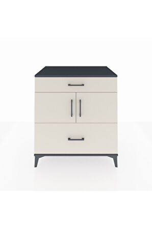 Kronos Şifonyer 2 Raflı 2 Çekmeceli 2 Kapaklı 88x59x96 Antrasit-Aytaşı