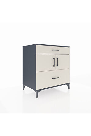 Kronos Şifonyer 2 Raflı 2 Çekmeceli 2 Kapaklı 88x59x96 Antrasit-Aytaşı