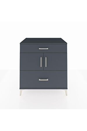 Kronos Şifonyer 2 Raflı 2 Çekmeceli 2 Kapaklı 88x59x96 Antrasit-Antrasit