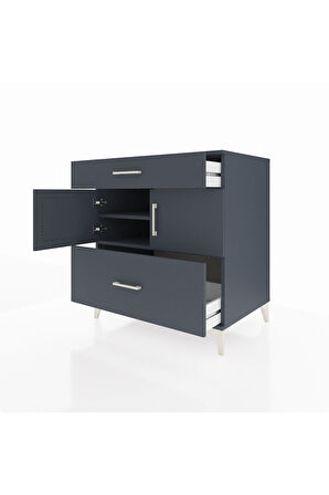 Kronos Şifonyer 2 Raflı 2 Çekmeceli 2 Kapaklı 88x59x96 Antrasit-Antrasit