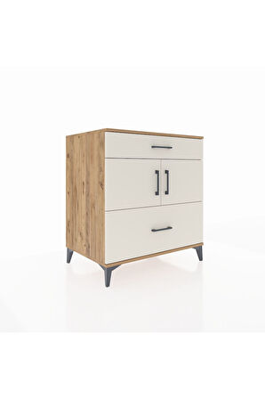 Kronos Şifonyer 2 Raflı 2 Çekmeceli 2 Kapaklı 88x59x96 Çam-Aytaşı