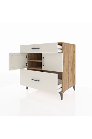 Kronos Şifonyer 2 Raflı 2 Çekmeceli 2 Kapaklı 88x59x96 Çam-Aytaşı