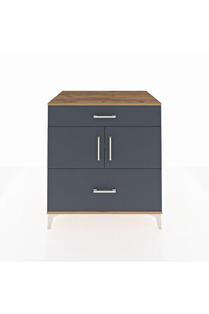 Kronos Şifonyer 2 Raflı 2 Çekmeceli 2 Kapaklı 88x59x96 Çam-Antrasit