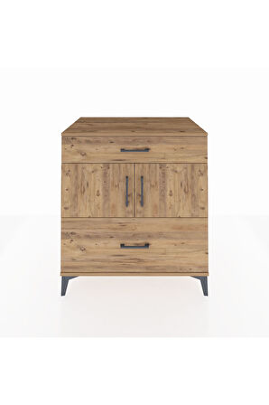Kronos Şifonyer 2 Raflı 2 Çekmeceli 2 Kapaklı 88x59x96 Çam-Çam