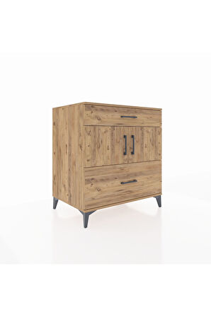 Kronos Şifonyer 2 Raflı 2 Çekmeceli 2 Kapaklı 88x59x96 Çam-Çam