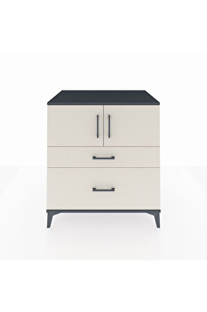 Kronos Şifonyer 2 Raflı 2 Çekmeceli 2 Kapaklı 88x59x96 Antrasit-Aytaşı