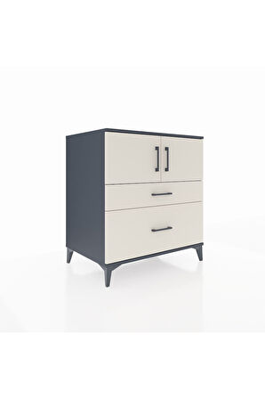 Kronos Şifonyer 2 Raflı 2 Çekmeceli 2 Kapaklı 88x59x96 Antrasit-Aytaşı