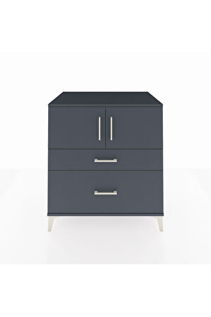 Kronos Şifonyer 2 Raflı 2 Çekmeceli 2 Kapaklı 88x59x96 Antrasit-Antrasit