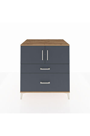 Kronos Şifonyer 2 Raflı 2 Çekmeceli 2 Kapaklı 88x59x96 Çam-Antrasit