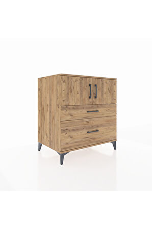 Kronos Şifonyer 2 Raflı 2 Çekmeceli 2 Kapaklı 88x59x96 Çam-Çam