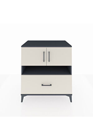 Kronos Şifonyer 3 Raflı Tek Çekmeceli 2 Kapaklı 88x59x96 Antrasit-Aytaşı