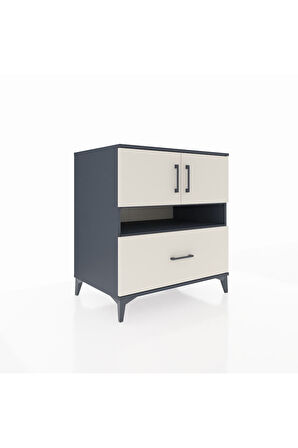 Kronos Şifonyer 3 Raflı Tek Çekmeceli 2 Kapaklı 88x59x96 Antrasit-Aytaşı