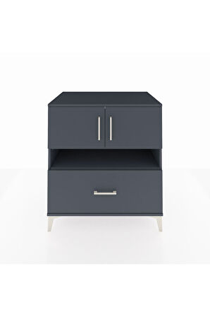 Kronos Şifonyer 3 Raflı Tek Çekmeceli 2 Kapaklı 88x59x96 Antrasit-Antrasit