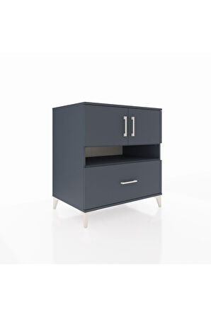 Kronos Şifonyer 3 Raflı Tek Çekmeceli 2 Kapaklı 88x59x96 Antrasit-Antrasit