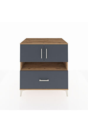 Kronos Şifonyer 3 Raflı Tek Çekmeceli 2 Kapaklı 88x59x96 Çam-Antrasit