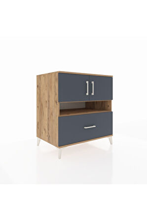 Kronos Şifonyer 3 Raflı Tek Çekmeceli 2 Kapaklı 88x59x96 Çam-Antrasit