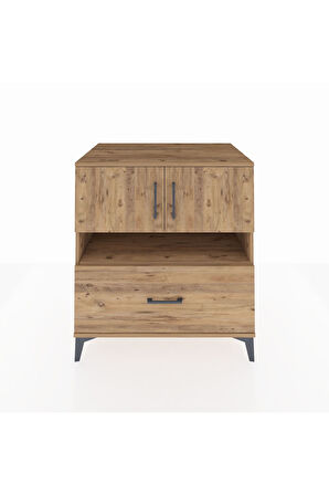 Kronos Şifonyer 3 Raflı Tek Çekmeceli 2 Kapaklı 88x59x96 Çam-Çam