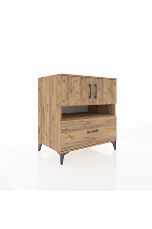 Kronos Şifonyer 3 Raflı Tek Çekmeceli 2 Kapaklı 88x59x96 Çam-Çam