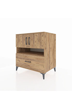 Kronos Şifonyer 3 Raflı Tek Çekmeceli 2 Kapaklı 88x59x96 Çam-Çam