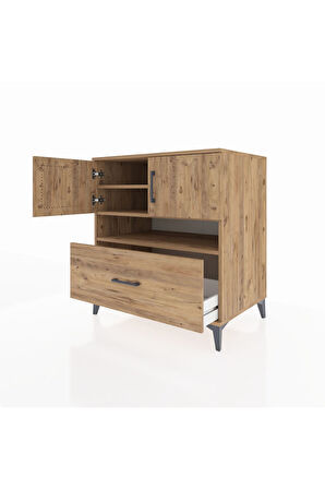 Kronos Şifonyer 3 Raflı Tek Çekmeceli 2 Kapaklı 88x59x96 Çam-Çam