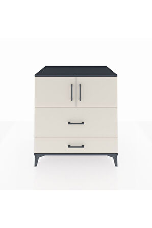 Kronos Şifonyer 2 Raflı 2 Çekmeceli 2 Kapaklı 88x59x96 Antrasit-Aytaşı