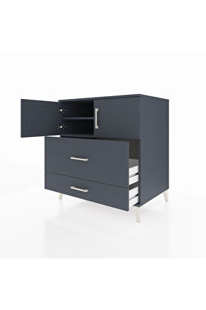 Kronos Şifonyer 2 Raflı 2 Çekmeceli 2 Kapaklı 88x59x96 Antrasit-Antrasit