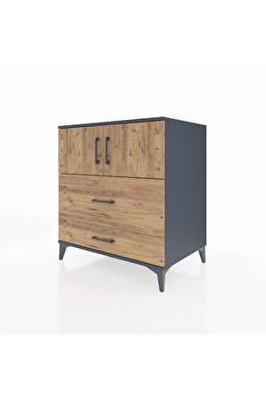 Kronos Şifonyer 2 Raflı 2 Çekmeceli 2 Kapaklı 88x59x96 Antrasit-Çam