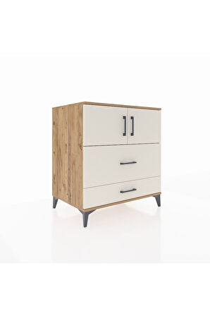 Kronos Şifonyer 2 Raflı 2 Çekmeceli 2 Kapaklı 88x59x96 Çam-Aytaşı