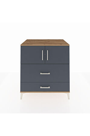 Kronos Şifonyer 2 Raflı 2 Çekmeceli 2 Kapaklı 88x59x96 Çam-Antrasit