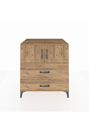 Kronos Şifonyer 2 Raflı 2 Çekmeceli 2 Kapaklı 88x59x96 Çam-Çam
