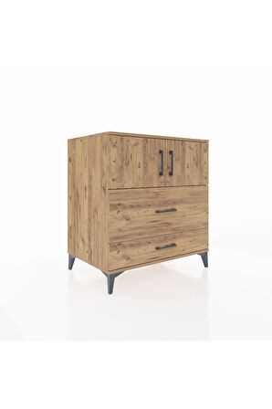 Kronos Şifonyer 2 Raflı 2 Çekmeceli 2 Kapaklı 88x59x96 Çam-Çam